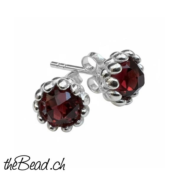925 sterling silber ohrstecker mit granat steinen