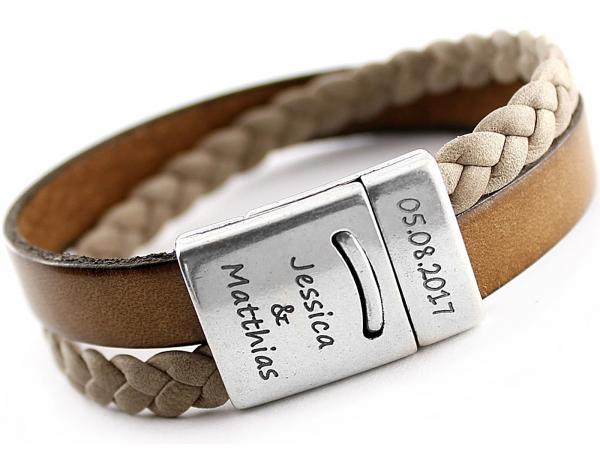 BRAUNES unique Damen und Herren Lederarmband in schwarz mit Magnetverschluss Nickelfrei