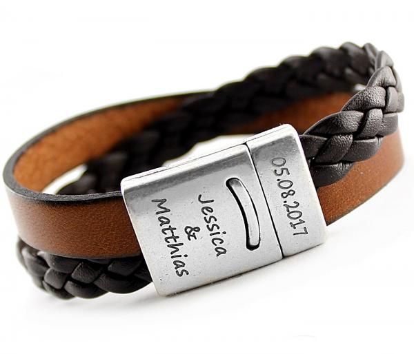 Leather Bracelet for men and women with engraving personal