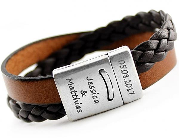 BRAUNES unique Damen und Herren Lederarmband in schwarz mit Magnetverschluss Nickelfrei