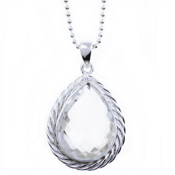 silver necklace with crystal pendant