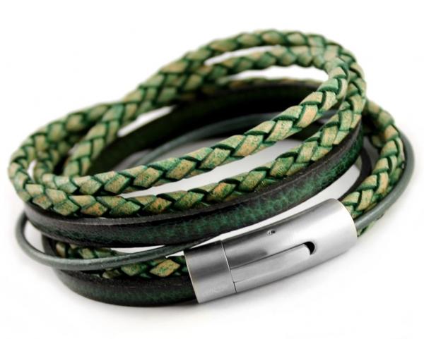 Herren Lederarmband in Grün the Bead