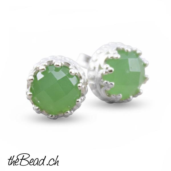 925 sterling silver chrysopras ohrringe