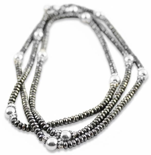 onyx facettiert mit 925 Silber Perlen Kette