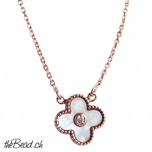 Damen halskette mit anhänger Perlmutt rosegold