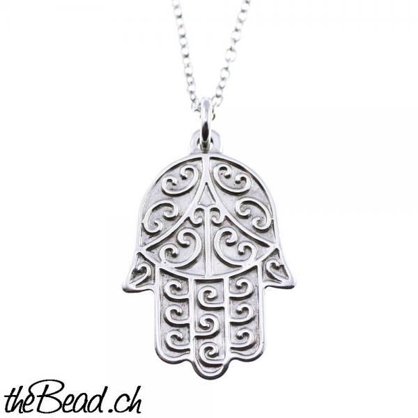 hamsa hand gravur halskette glückshand