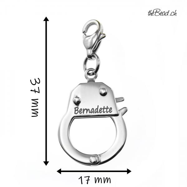 edelstahl handgeschellen charm mit karabiner
