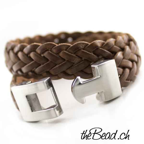 braided leather bracelet for men with magnetic clasp