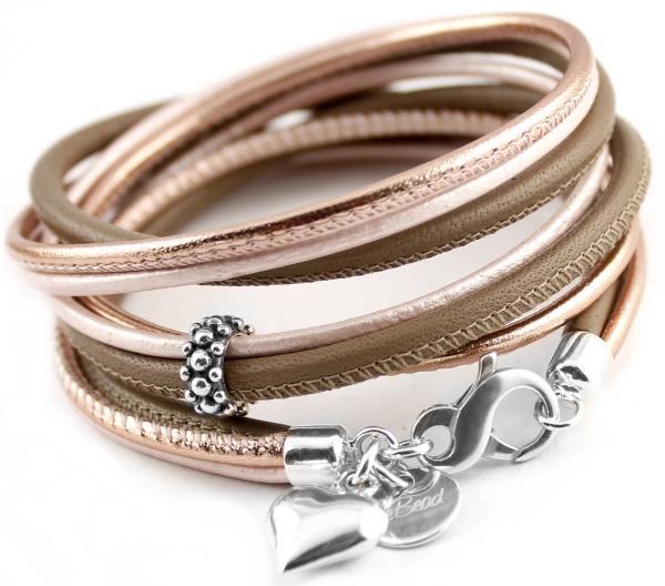 Lederarmband mit Muschel Anhänger und Perle vom schweizer schmucklabel thebead rosevergoldet theBead