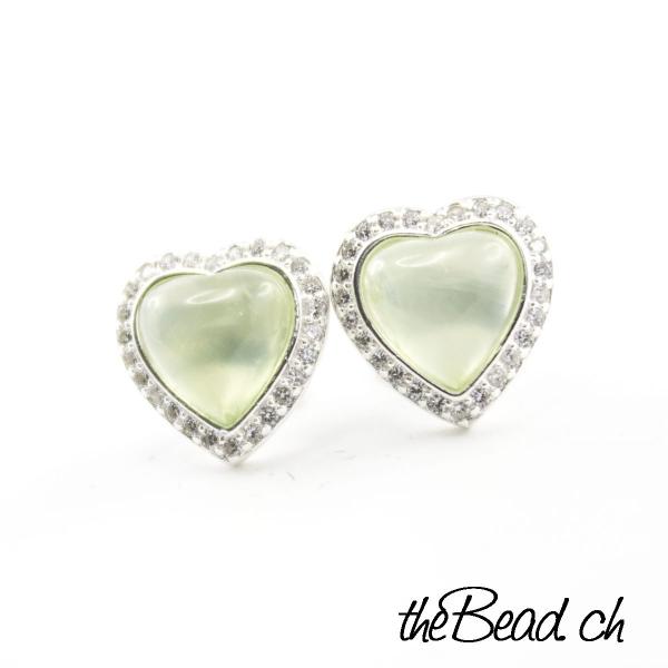 prehnite silver earrings