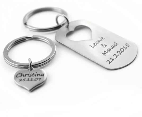 partner Schlüsselanhänger mit persönlicher Gravur graviert