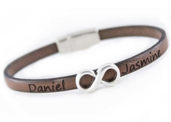 Damen Grauvr Lederarmband mit Unendlichkeitszeichen