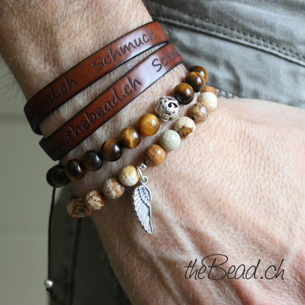 Jaspis Perlenarmbänder für Männer und Herren mit braunen Perlen von theBead schweizer onlineshop günstig und schöne armbänder the Bead