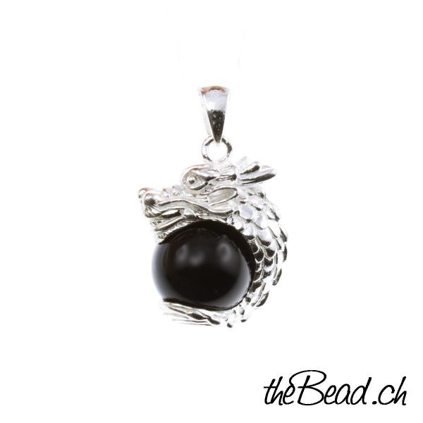 onyx Drachen Anhänger beim modeschmuck Onlineshop thebead