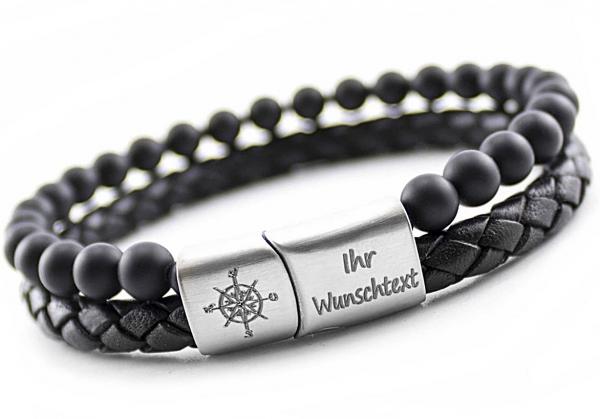 men leather bracelet with magnetic clasp