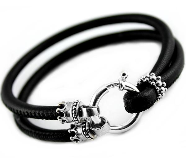 925 sterling silver women leather bracelet