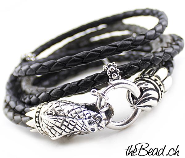 Krokodil Lederarmband mit 925 Silber theBead