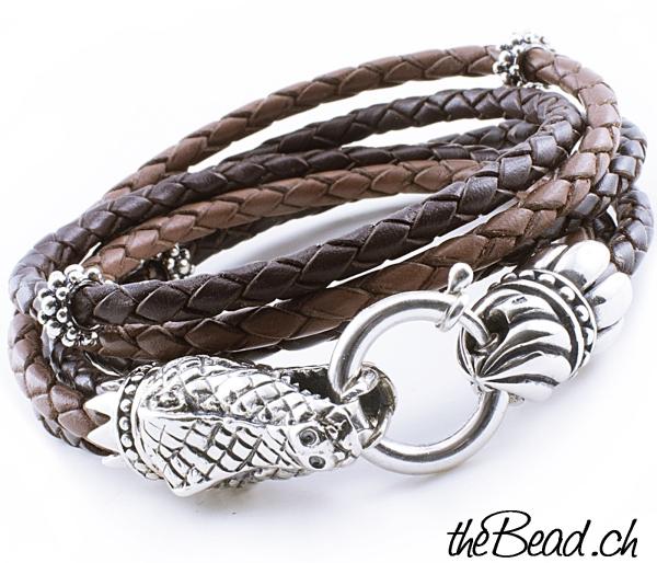 Krokodil Lederarmband mit 925 Silber theBead