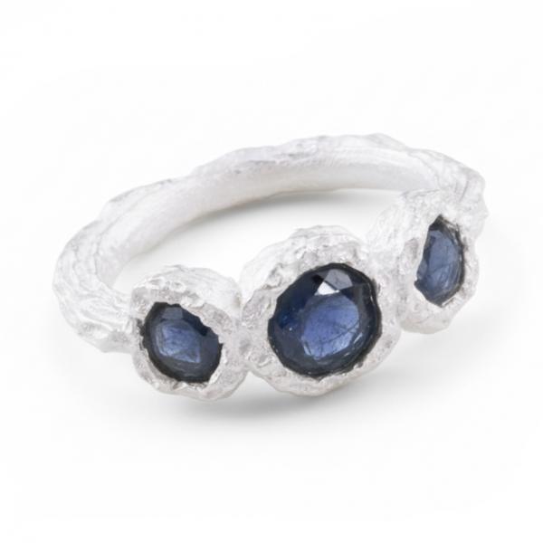 ring Silber Fingerring mit  kyanit lsteinen und grünem amethyst sowie bergkristall