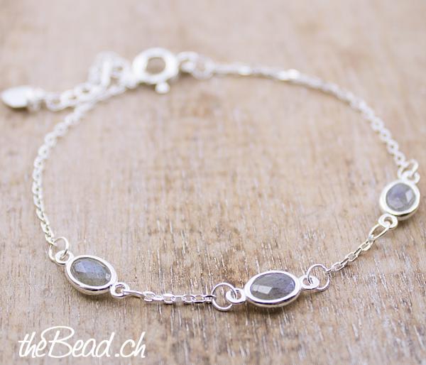 labradorite stone bracelet made of 925 sterling silver gift idea