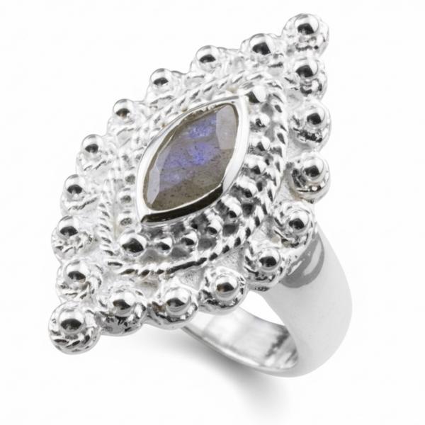 Silber Fingerring mit  labradorit und silber