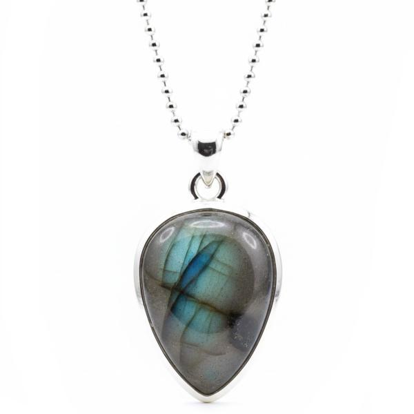 Labradorit silberhalskette mit Silberkette