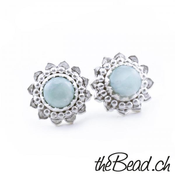 larimar ohrstecker aus 925 sterling silber