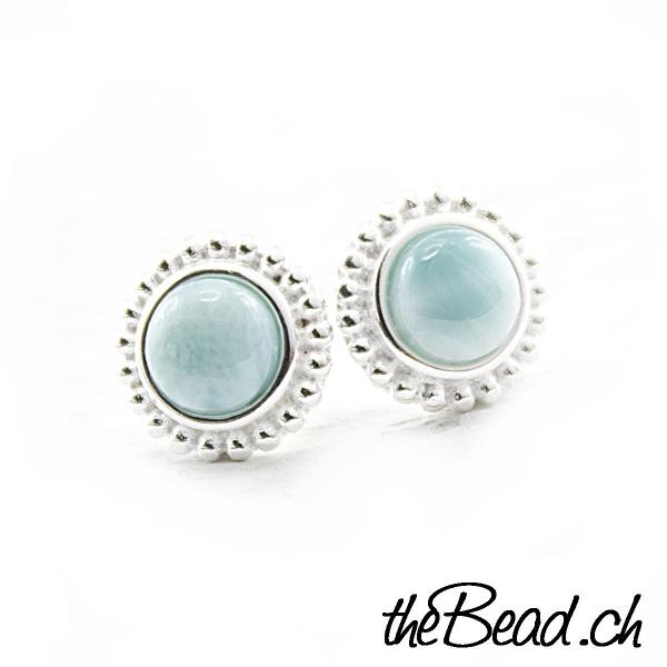 echtsilber 925 sterling silber ohrstecker mit larimar steinen