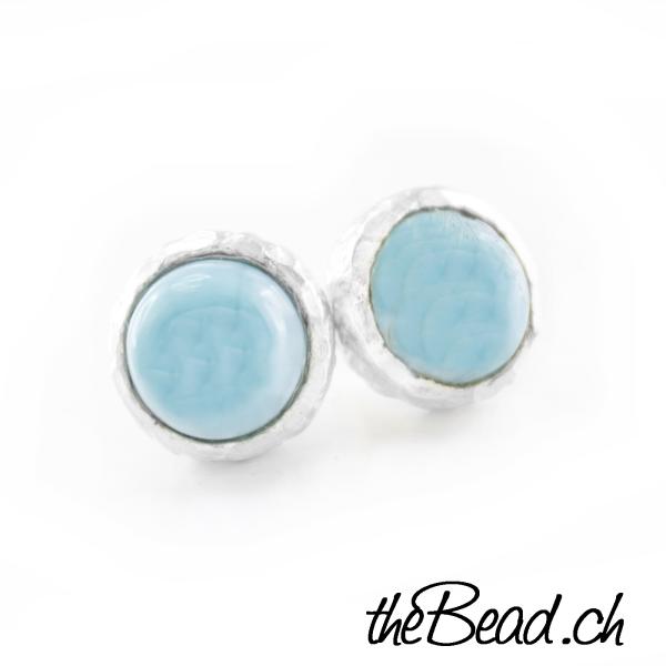 larimar ohrstecker 925 sterling silber rose quarz