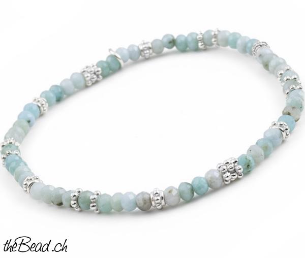 larimar Armband mit Silberelementen