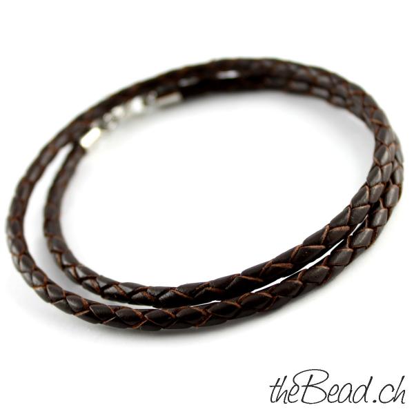 anklet made of leather stainless steel