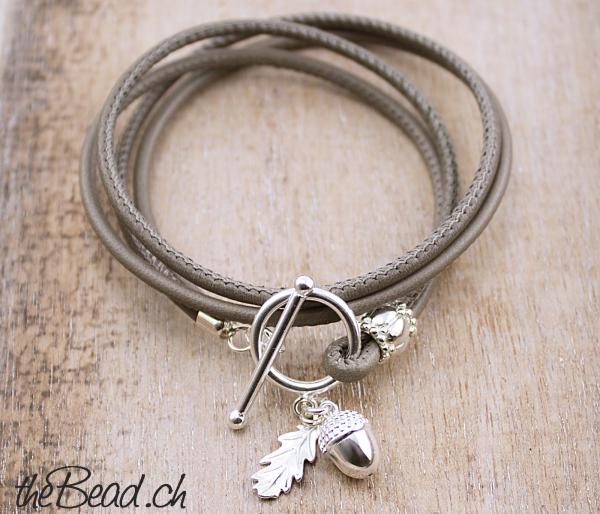 leather bracelet made by thebead