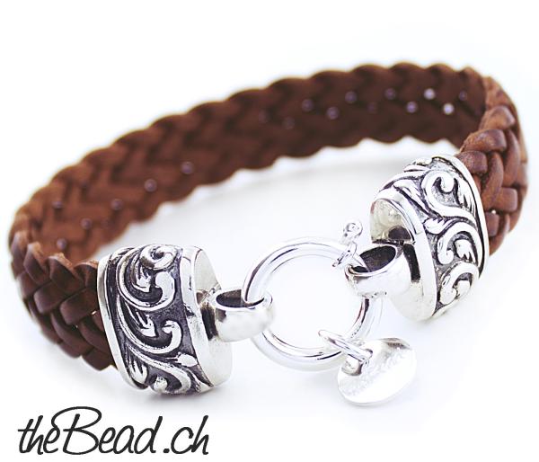 braided leather bracelet with 925 sterling silver