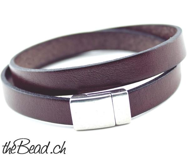 Herren Armband Leder,  Gravur Innenseite oder Aussenseite, Magnetverschluss Personalisierbar mit Wunschtext in braun kaufen