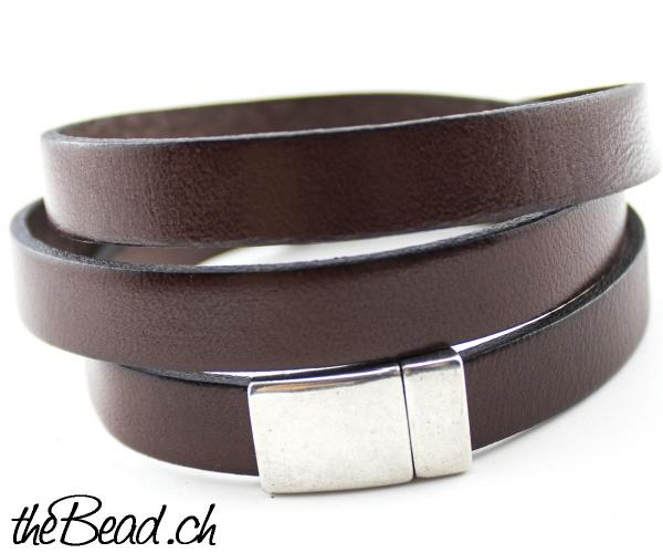 surfer wrap leather bracelet with engraving magnetic