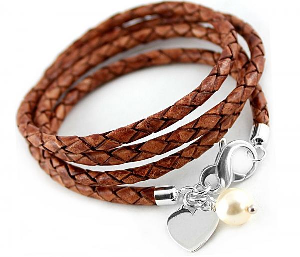 braided leather cord with silver tag theBead
