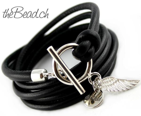 Leather Bracelet with 925 Sterling Silver theBead