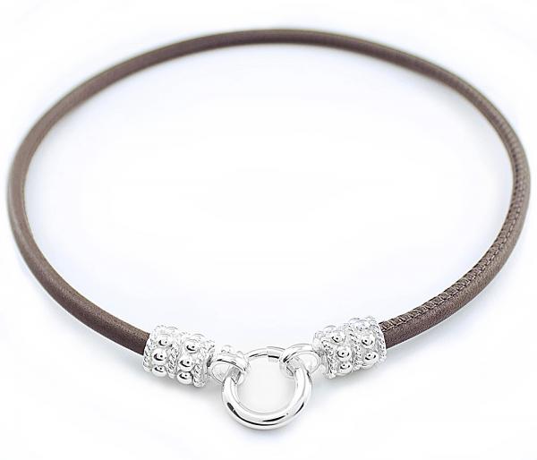 Lederhalskette mit 925 Sterling silber verschluss