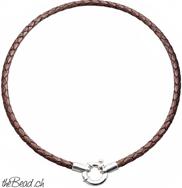 Lederhalskette mit 925 Sterling silber verschluss