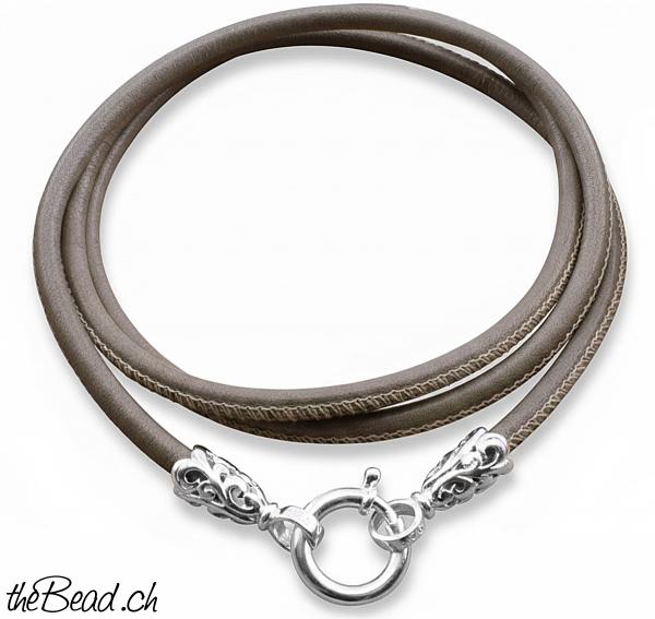 Lederhalskette ROMA mit 925 Sterling