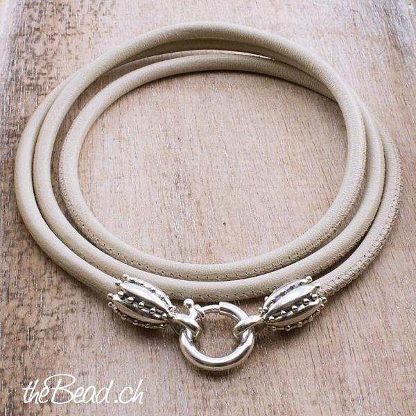 Damen Lederhalskette SUNNY mit 925 Sterling