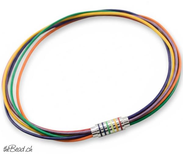 Lederkette in Regenbogenfarben