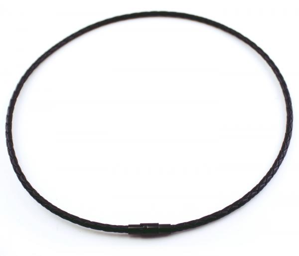 lederhalskette mit schwarzem magnetverschluss