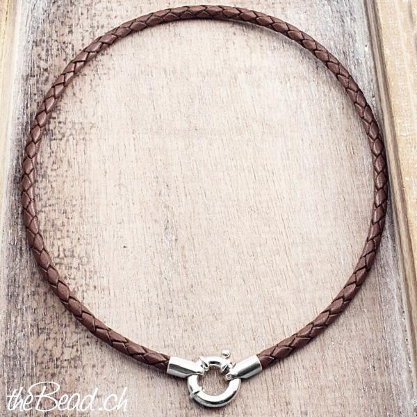 Lederhalskette mit 925 Sterling silber verschluss