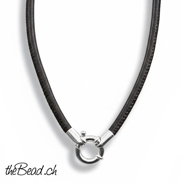 Lederhalskette mit 925 Sterling silber verschluss