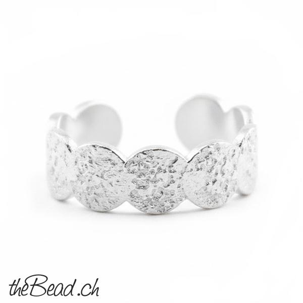 Silber Zehenring verstellbar mit einem wellenrand