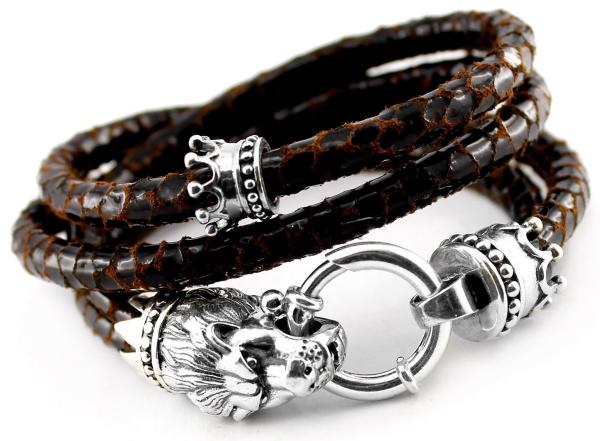 Löwen Lederarmband mit 925 Silber theBead