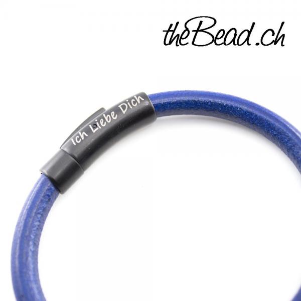 blau schwarzer verschluss lederschmuck für männer
