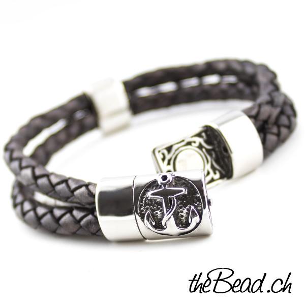 braunes Herren Lederarmband von theBead