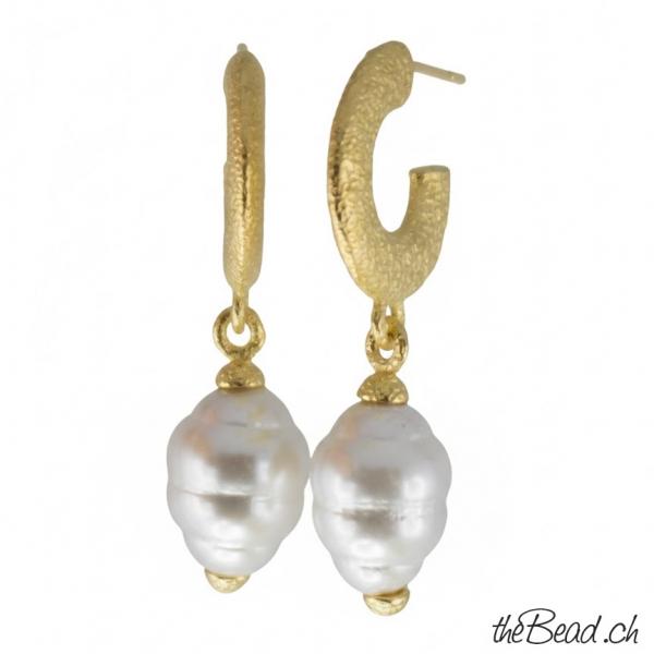 muschelkern ohrstecker gold vergoldetes silber